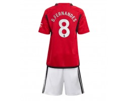 Manchester United Bruno Fernandes #8 Hemmakläder Barn 2023-24 Kortärmad (+ Korta byxor)